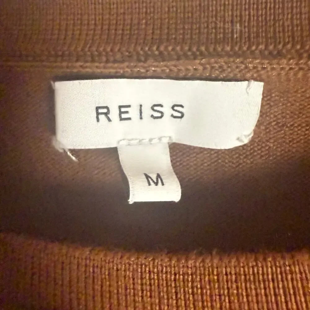 Reiss Brown Wool Crewneck Long Sleeve Pullover Sweater Size Medium